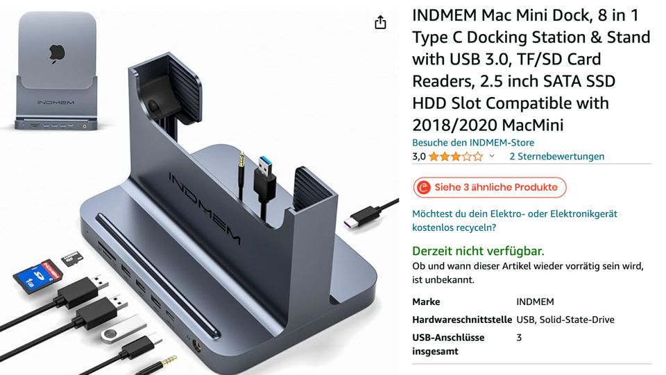 Verkaufe/tausche Apple Mac Mini 256GB SSD M1 8GB mit Dock Station in Köln