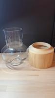 Große Glasvase Vase mit Holz 41 cm Dekovase Thüringen - Bad Köstritz   Vorschau