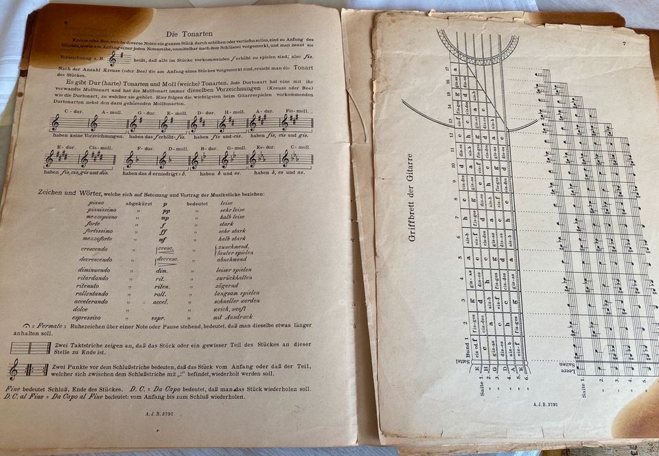 Alte Noten für Gitarre und Laute,  30 Seiten in Stolberg (Rhld)