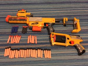 NERF Gun Konvolut 7 Stück divers mit Munition und Zubehör