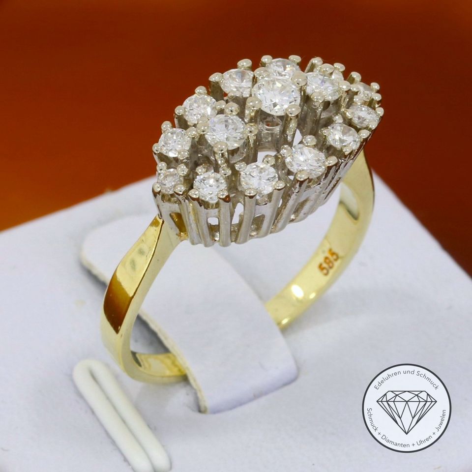 M*191059 Wert 2.950,- Bicolor Brillant Ring 585 / 14 KT Gold XXYY in Essen