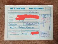 Pkw Bestellung DDR IFA- Vertrieb Parchim - Landkreis - Leezen MV Vorschau