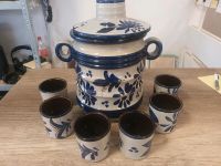 Bowletopf, Rumtopf mit Deckel, 6 Tassen, Keramik in grau/blau Nordrhein-Westfalen - Lübbecke  Vorschau
