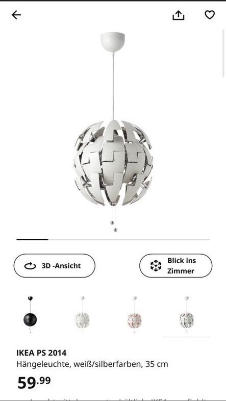 IKEA PS 2014 Hängeleuchte, weiß/silberfarben, 35 cm in Essen