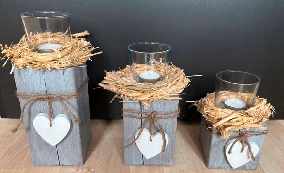 Kerzenständer aus Holz im 3er Set in Limbach-Oberfrohna