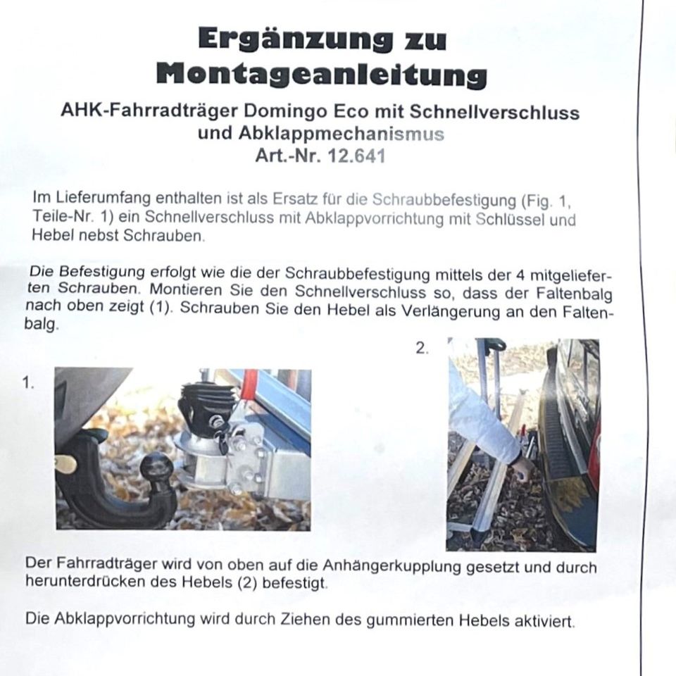 Fahrradträger für Pkw Anhängerkupplung Ahk Menabo in Großostheim