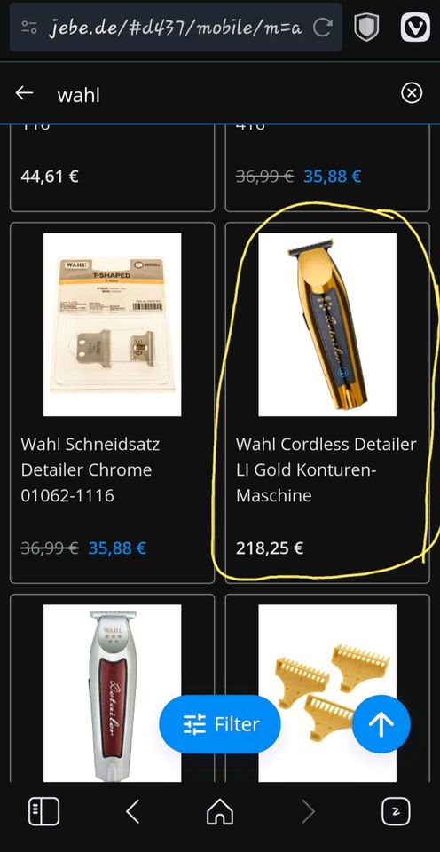 WAHL Trimmer Detailer Gold in Hamburg