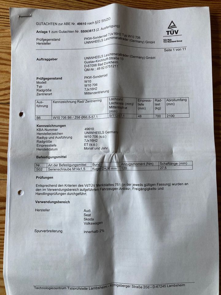 Leichtmetallräder 7Jx16H2, Audi, Seat, Skoda, Volkswagen in Hamburg