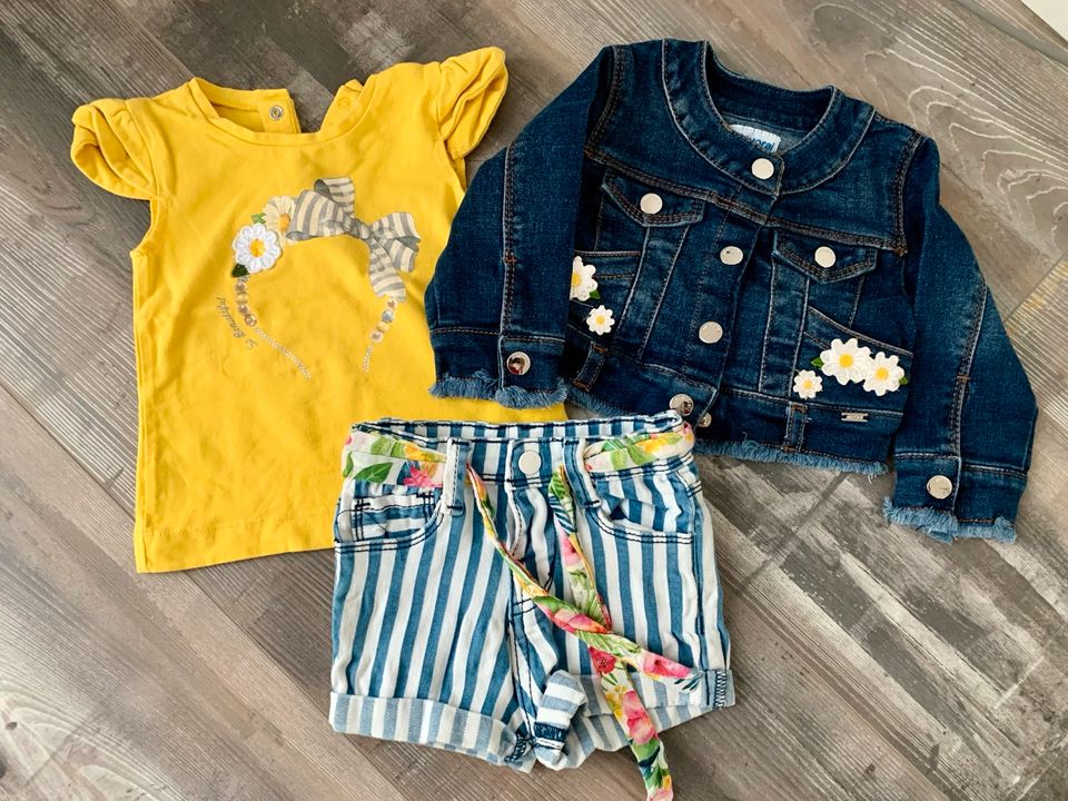 3 Teile Mayoral Set Jeansjacke, Jeans Shorts, T-Shirt 74 wie neu in Stuttgart