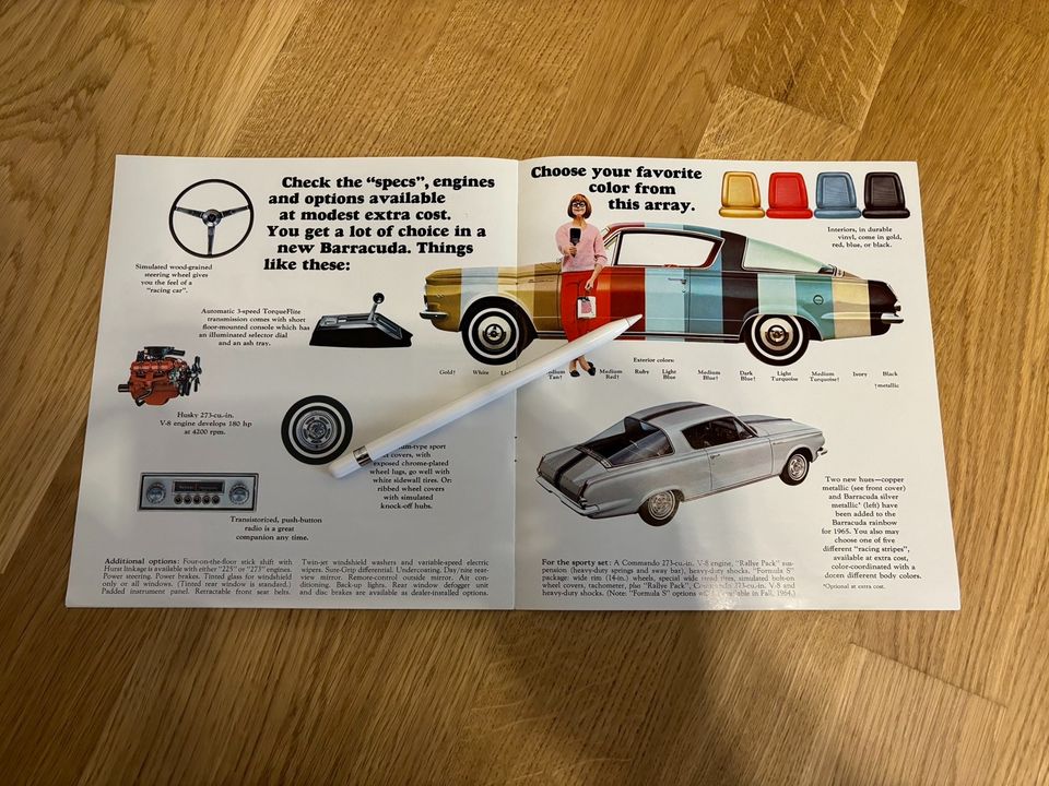 Plymouth Barracuda Prospekt Katalog Reklame dealership Händler in Reutlingen