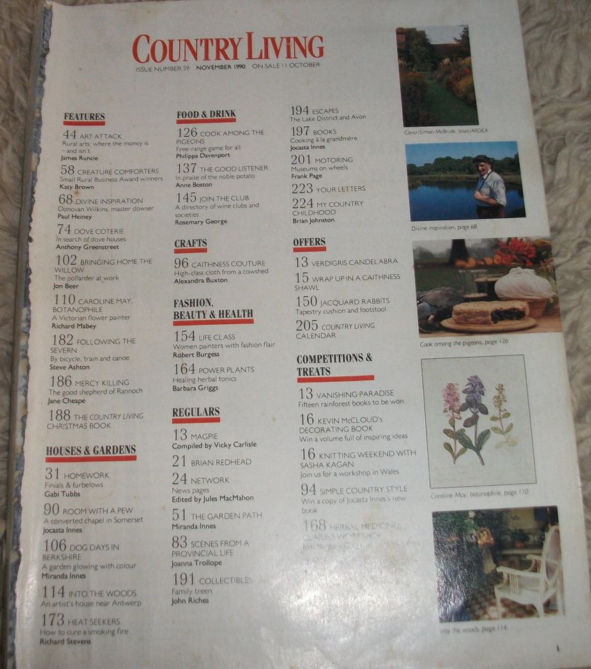 Country Living UK No. 59 November 1990 englisch in Dissen am Teutoburger Wald