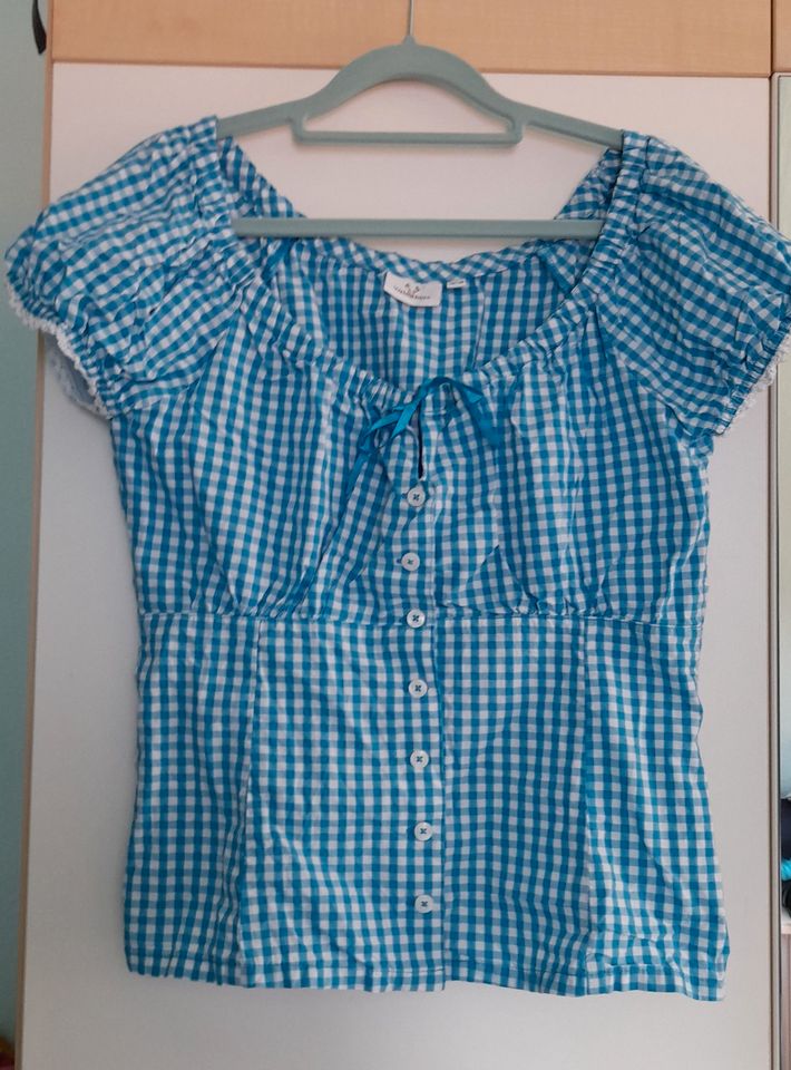 Waldschütz blau weiße Trachten Dirndl Fest Bluse Gr. 36 38 S M in Leipzig