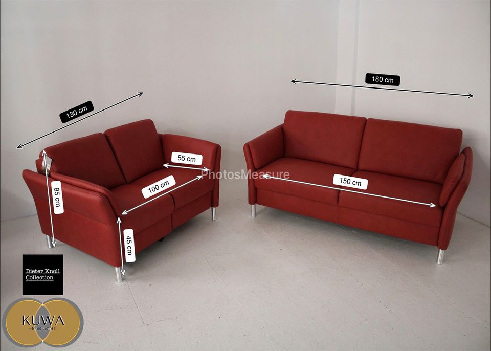 DIETER KNOLL Ledersofa 2er Set mit Funktion rot in Bergkamen