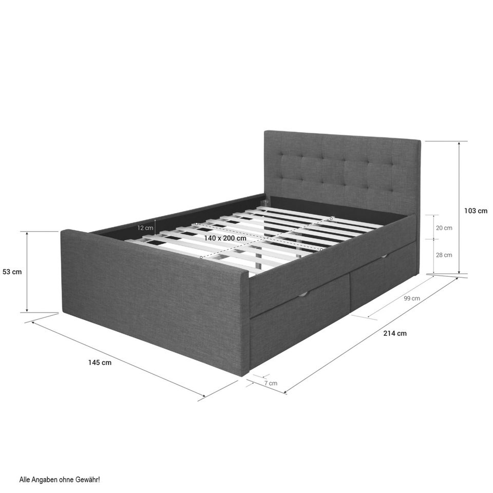 Designer Doppelbett Polsterbett Bett 120x200 / 140x200 NEU 130-Er in Erfurt