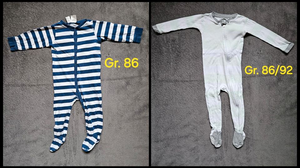 2 Schlafanzüge Einteiler,Pyjama mit Fuß und Reißverschluss,Gr. 86 in Michelau i. OFr.