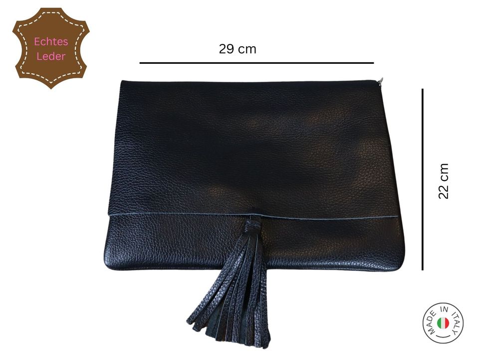 Umhängetasche Crossbody Bag Clutch ECHT LEDER Bauchtasche SCHWARZ in Krefeld