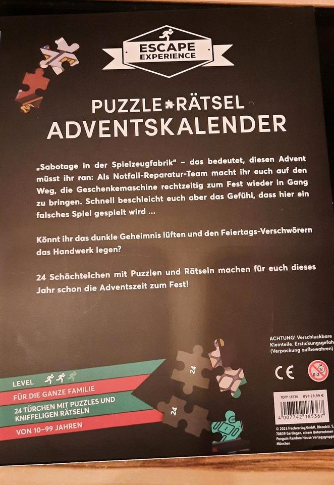 Adventskalender Escape Experience Puzzle und Rätsel 960 Teile in Röhrsdorf