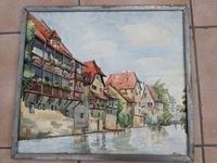 Original Aquarell 1949 Ansicht am Fluss, mit Künstlersignatur Bayern - Fürth Vorschau