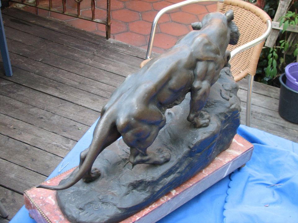 Skulptur Tiger Schlange Jugendstil  Frankreich 1910 Paris Statue in Kirkel