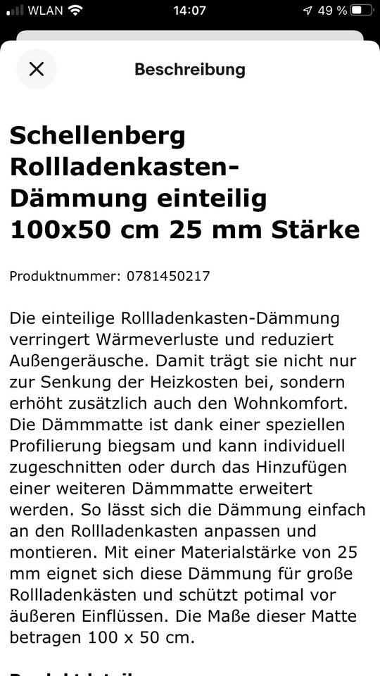 Rolladendämmung Roka-Thermo-Flex 1000/790/25mm EPS in Bad Sassendorf