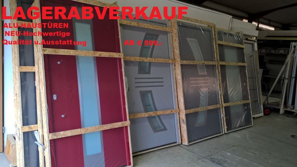 HAUSTÜREN-ALU-NEU=LAGERRÄUMUNG=Modell 501-527=SAMSTAG=18 MAI=GROßABVERKAUF=FABRIKSNEU=10 JAHRE-GARANTIE=sofort zum MITNEHEN oder SONDERANFERTIGUNG=zum ABVERKAUFSPREIS=bis 80%=ab LAGER=ab 649.- in Obersulm