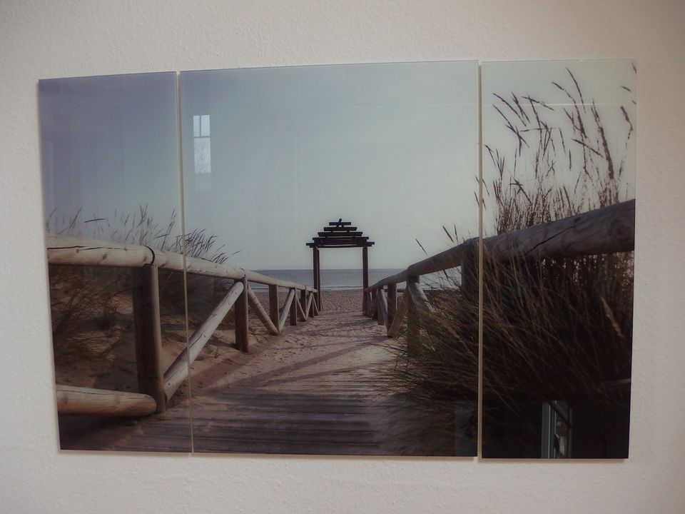 Glasbild 3-Teilig, Motiv -  Zugang zum Strand in Kutenholz
