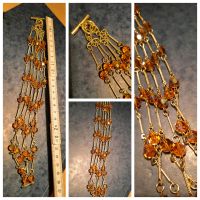 Modeschmuck Vintage Kette goldfarb. Perlen bernsteinfarb. Basteln Baden-Württemberg - Eberdingen Vorschau