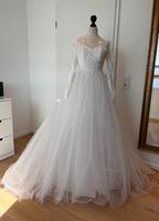 Brautkleid mit Spitze langarm rückenfrei Tüll Satin 34 / 36 Wandsbek - Hamburg Poppenbüttel Vorschau