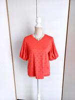VERO MODA hellrote Kurzarm Bluse Lochmuster Puffärmel 36 38 Sachsen-Anhalt - Lutherstadt Wittenberg Vorschau