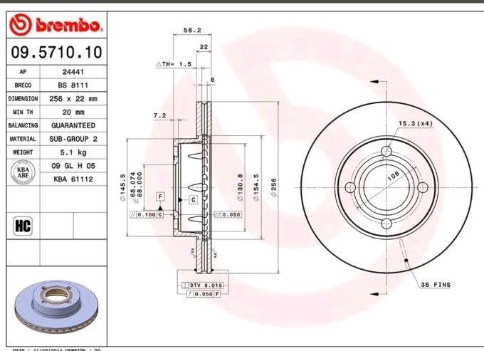 Audi 80 90 100 200 BREMBO Bremsscheibe 256MM + Bremsbeläge vorne in Buch a. Erlbach