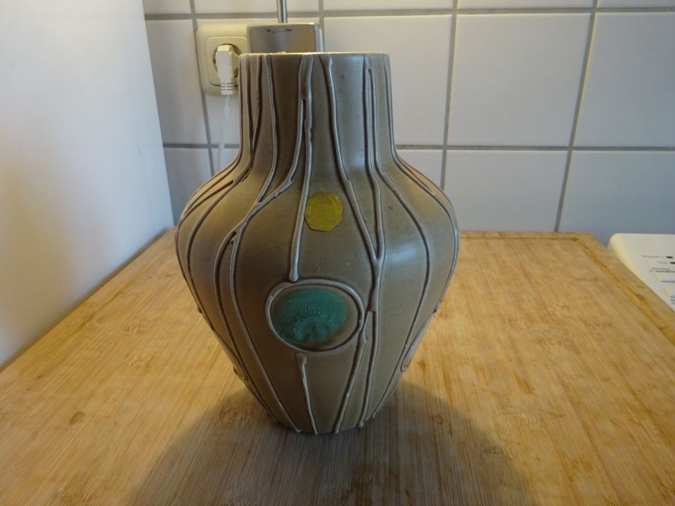 alte Vase, Eckhardt Keramik, braun bunt, Vintage in Kiel