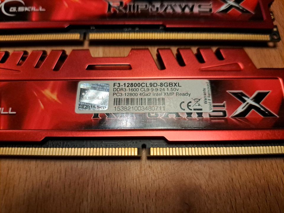 8 GB (2x4) DDR3 1600 Mhz G.SKILL Ripjaws X in Medelby