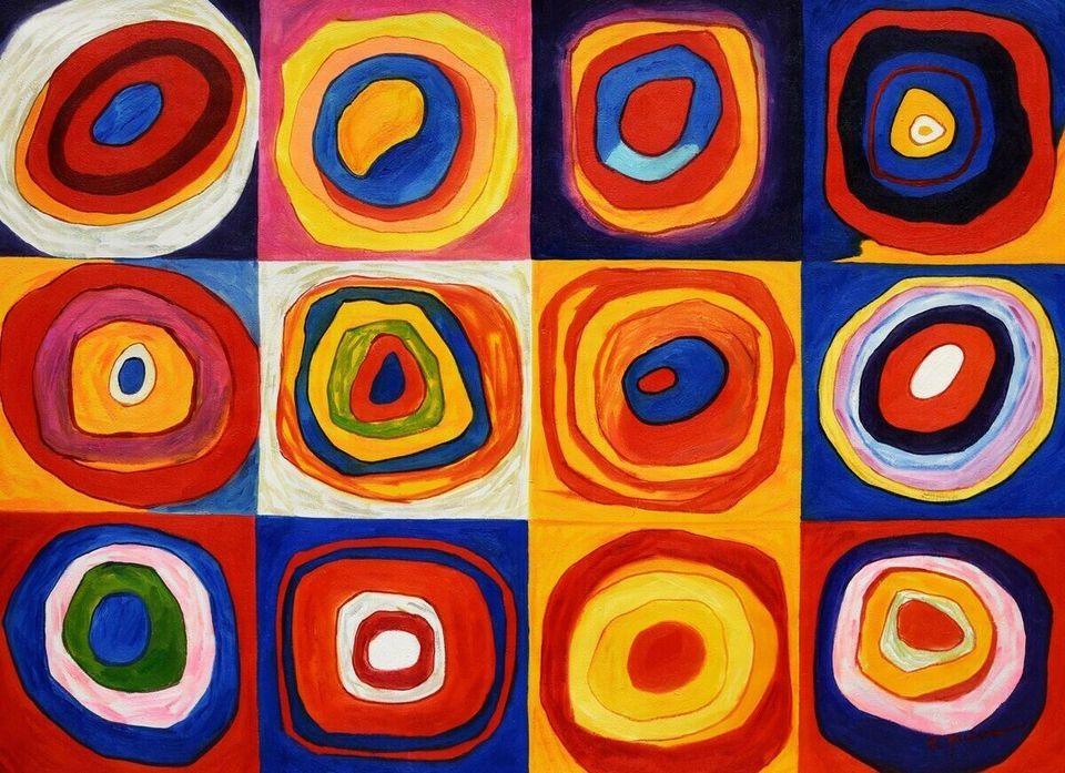 Kandinsky - Farbstudie Quadrate i98521 80x110cm Ölbild handgemalt in Berlin