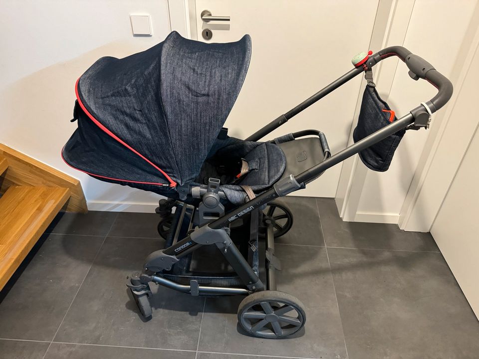 ABC Kinderwagen Condor4 - Jeans XXL Zubehör + Isofix Base Hazel in Althengstett