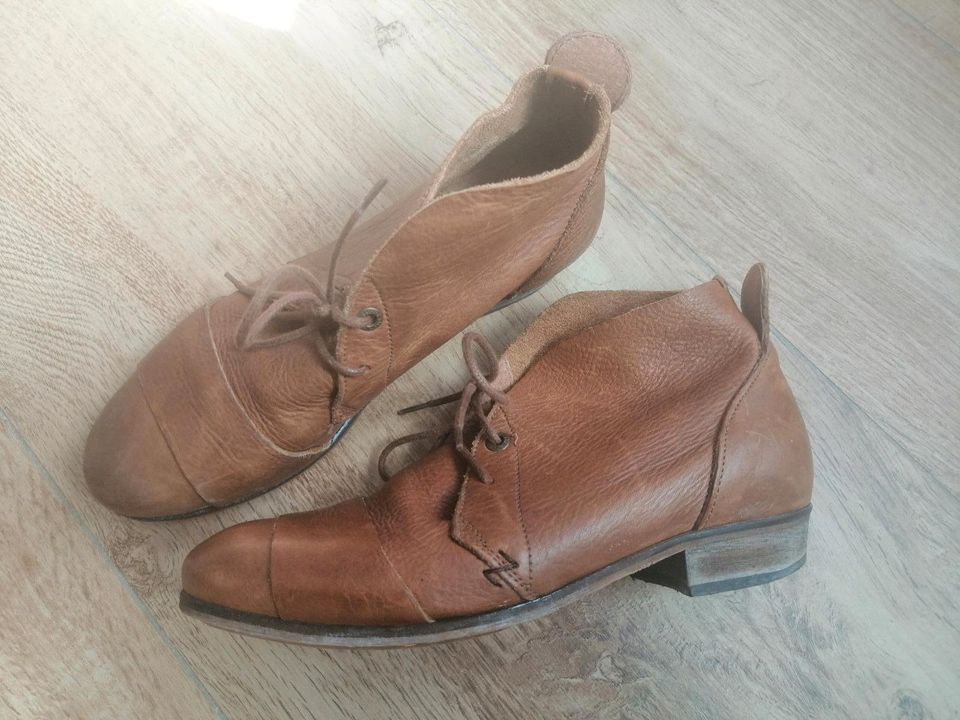 w.NEU HUB Leder Schuhe Stiefel Boots Gr.37 Mädchen Damen Cognac in Trier
