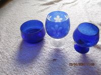3 Kristall Gläser,Kelche,Römer,Schale,Muster,geschliffen,blau Kr. München - Ottobrunn Vorschau