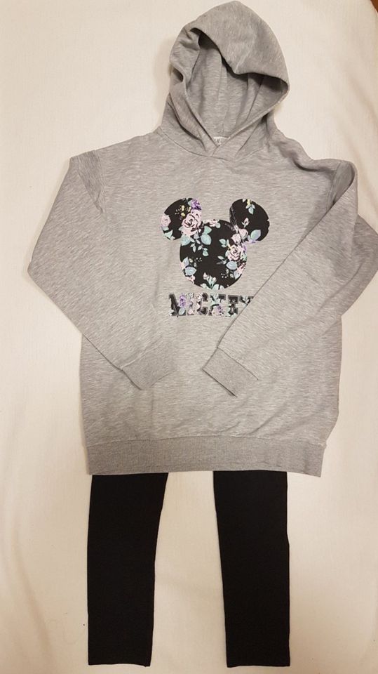 H&M Sweatshirt Hoodie Pullover Mickey Mouse mit Leggings 158 in Olching