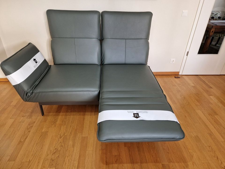 Rolf Benz Mera 386 Sofa Sofabank Couch Liege Nappaleder grüngrau in Potsdam