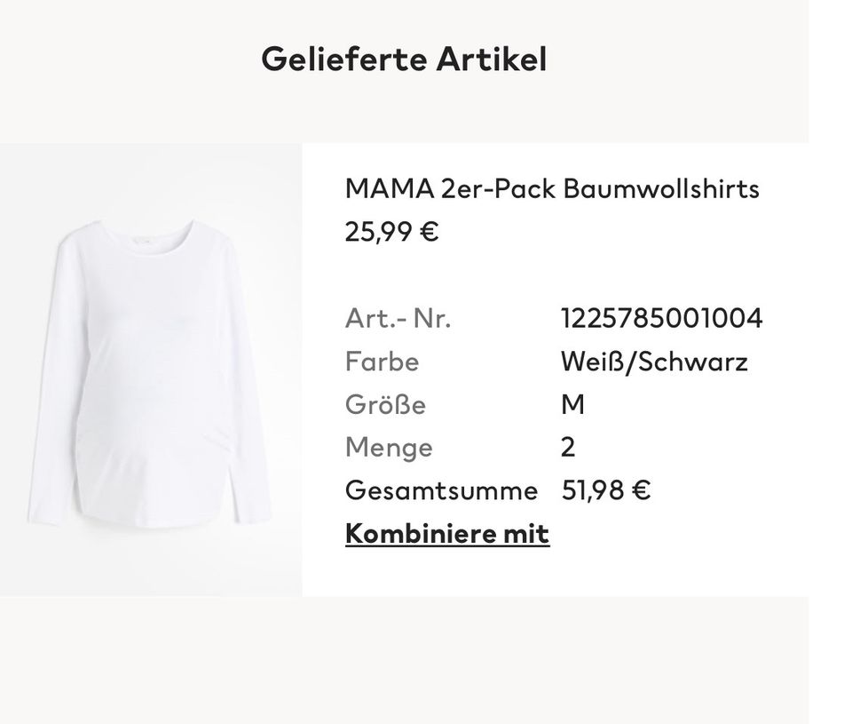 Mama 2-er Pack Baumwollshirts H&M weiss gr M in Weitramsdorf