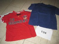 2 T-Shirts 134 Junge Fußball blau einfarbig rot Ebi Deutschland Hessen - Hüttenberg Vorschau