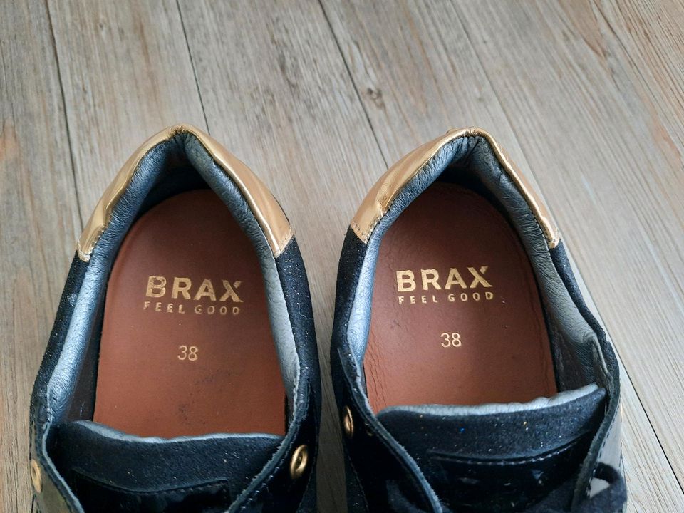 BRAX Halbschuhe, schwarz gold, Lackleder, Glitzer, Gr.38 in Worpswede
