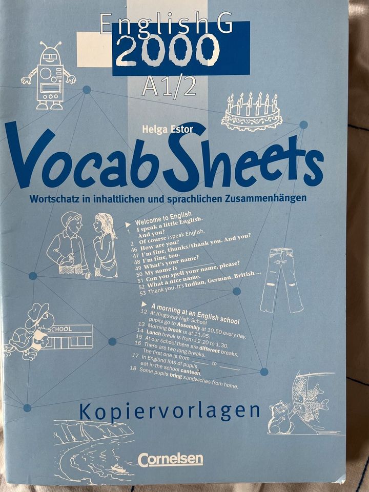 English G 2000 A1/2  Vocab Sheets Kopiervorlagen in Heilbad Heiligenstadt