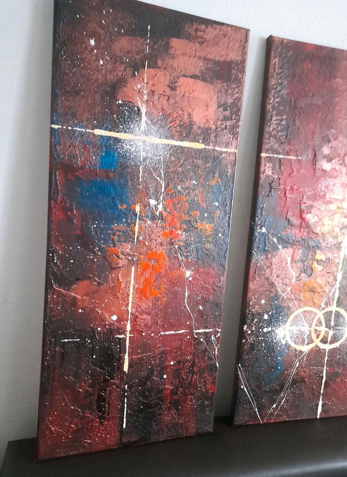 Abstrakte XXL Komposition Gemälde 4tlg a. Leinwand signiert TOP in Fürth