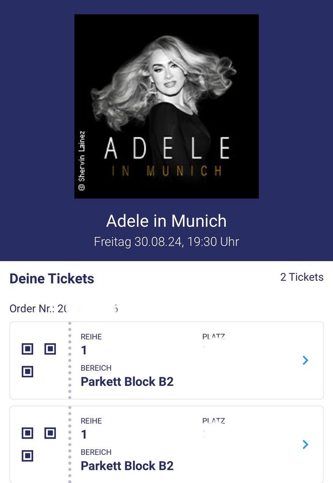 2 Tickets Adelle München 30.8.24 unter Originalpreis in Kulmbach