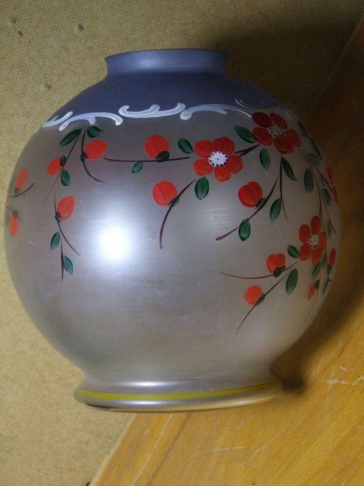 Jugendstil Vase Glas , Emaille Malerei satiniert in Aschaffenburg