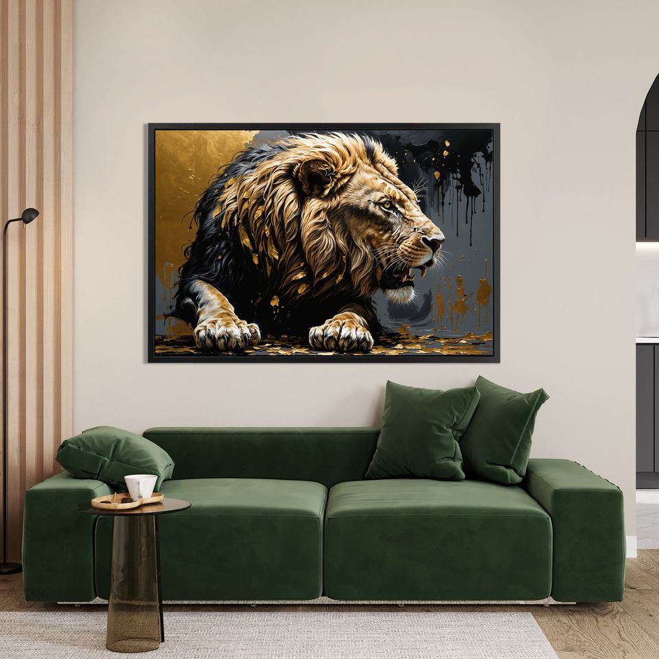 Löwe - Lion Art , Animal Tier Wandbild Leinwand mit Rahmen , Deko in Stuttgart