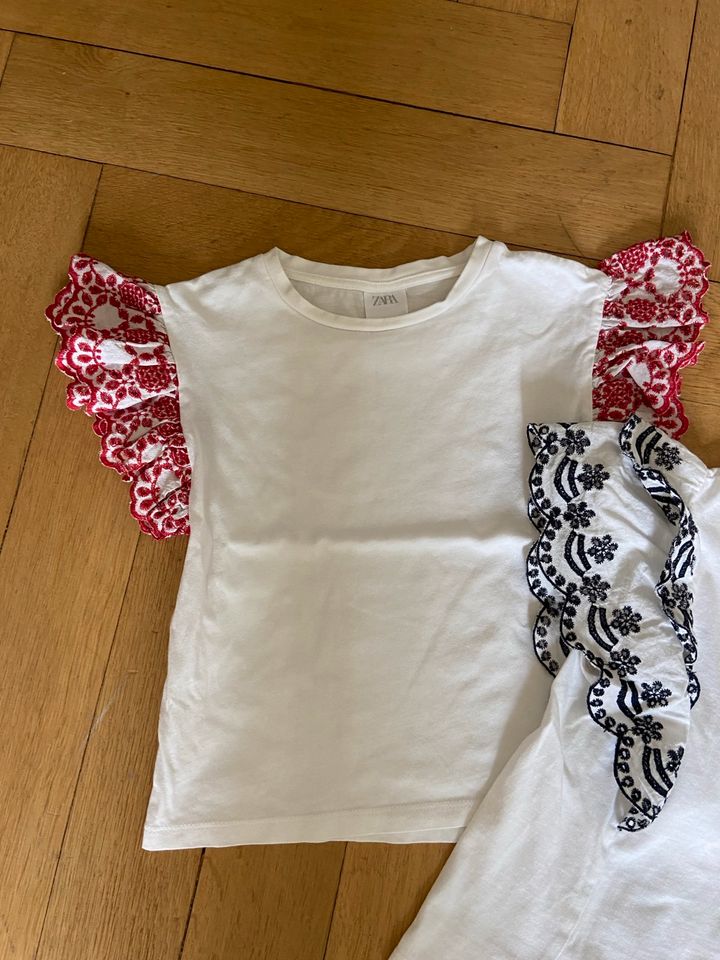 Zara, 2 Shirts im Set mit Volants und Stickerei, Gr. 122 in Hamburg