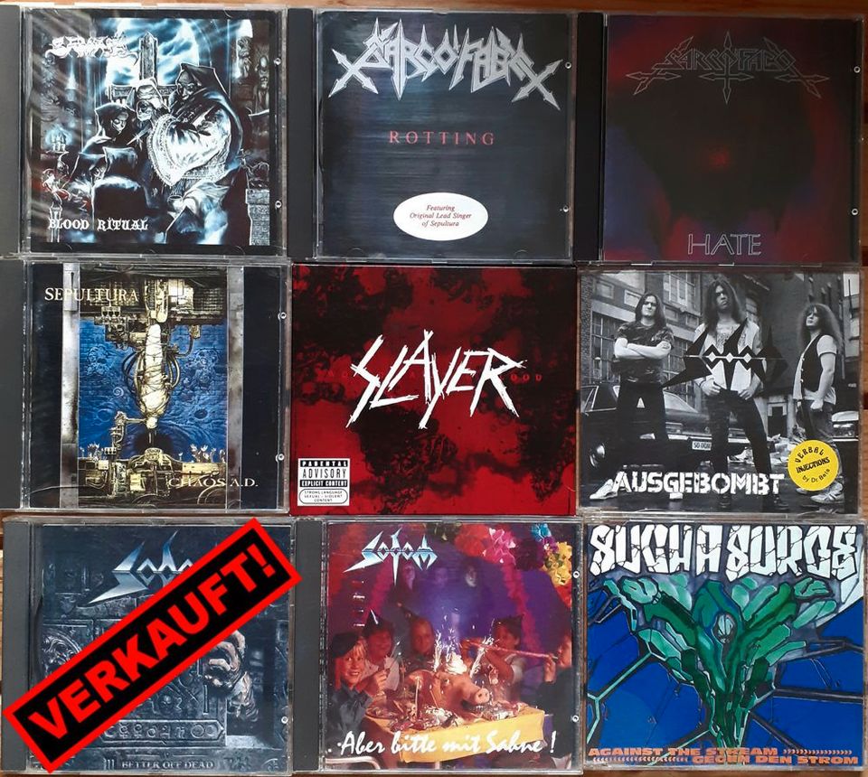 CDs Thrash/Black Metal/Crossover u.a.mit Sodom, Sarcofago, Slayer in Reher