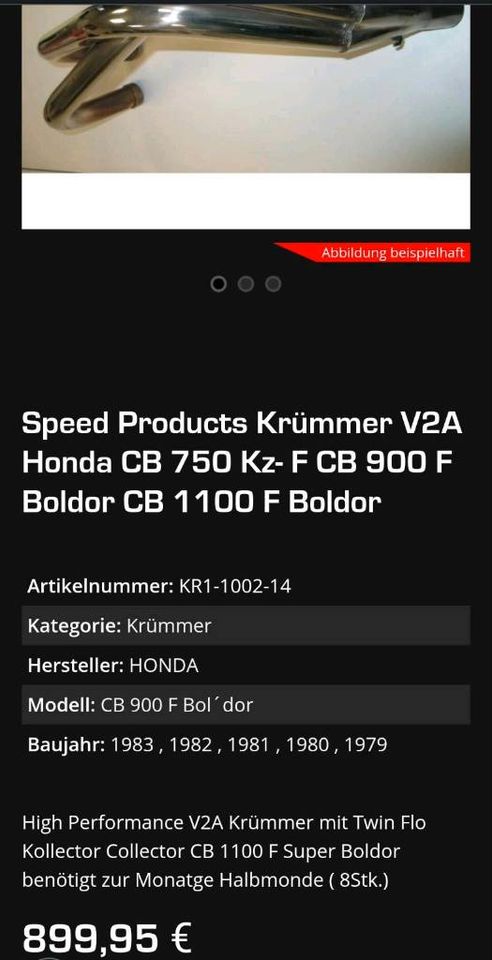 Krümmer Honda CB 750 900 1100 F R Boldor Bol dor Auspuff in Frankfurt am Main