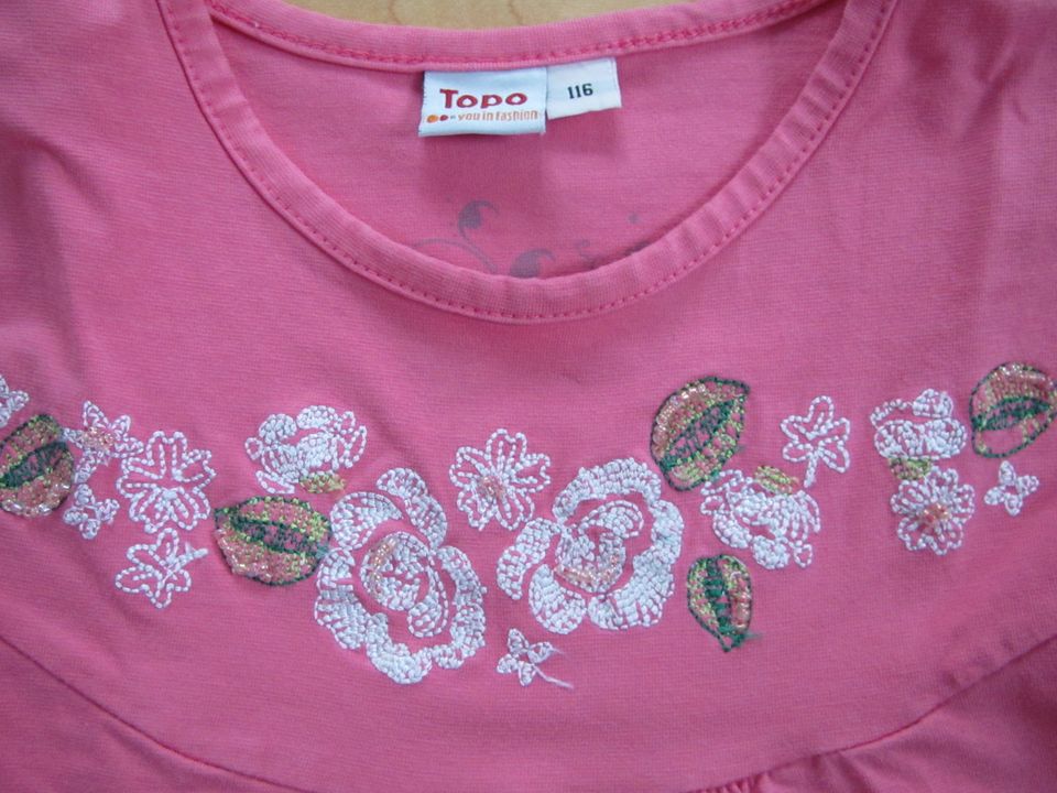 3 St T-Shirt Gr 116 Blumen H&M Topo Basic Fashion Affairs in Radebeul